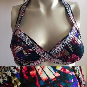 VS PINK Embroidered Halter Bikini Top